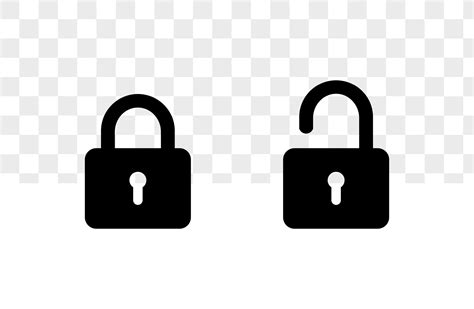 Locked And Unlocked Icon Isolated In Transparent Background Padlock