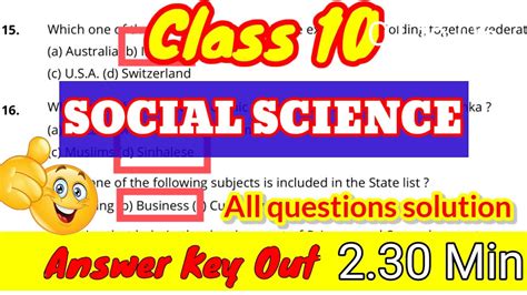 Social Science Answer Key Class Th Term Board Exam Full Answers Sst Answer Key All