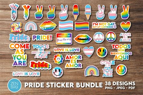 lgbtq transgender pride printable stickers bundle