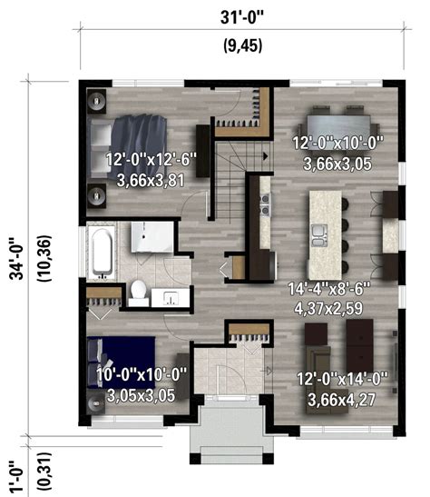 Modern Plan 1025 Square Feet 2 Bedrooms 1 Bathroom 6146 00480