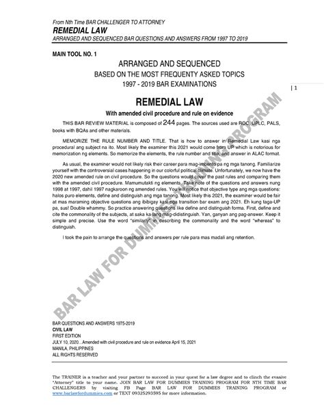 1997 2019 Topical Bqas Remedial Law Remedial Law Arranged And