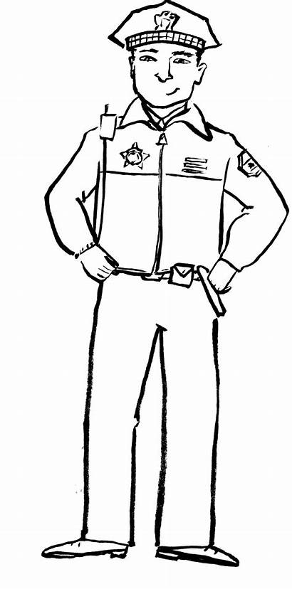 Policeman Police Coloring Pages Officer Clipart Drawing