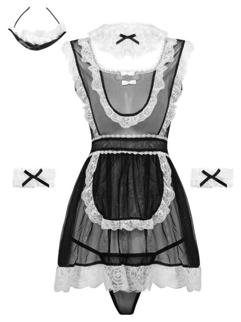 Womens Sexy Wet Look Leather French Maid Cosplay Costume Outfit Fancy