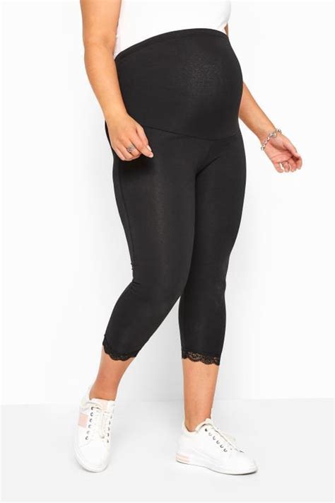 Bump It Up Maternity Black Cotton Essential Leggings With Comfort Panel