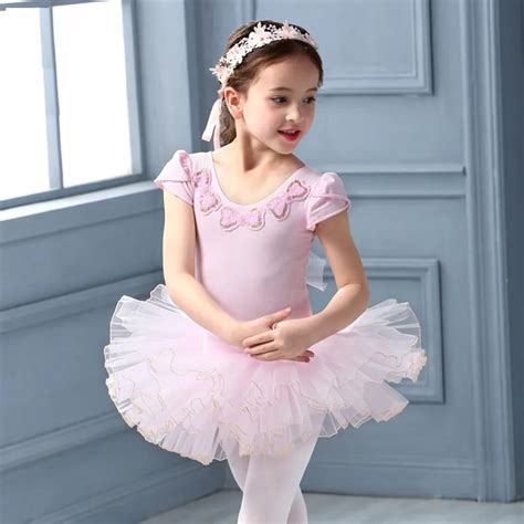 96p Pink Ballet Gymnastics Leotard Tutu Ballet Dress For Girls Cute