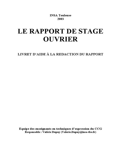 Le Rapport De Stage Ouvrier Pdf Pdf Business Ponctuation
