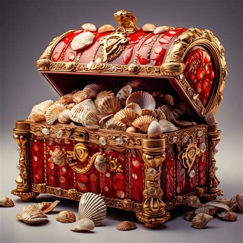 Premium Ai Image A Red Treasure Chest With Golden Coins In It In The