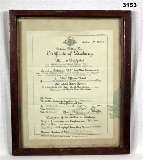 Certificate Certificate Of Discharge Ww2 Framed 1131949