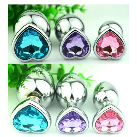 medium size heart shaped stainless steel jewelled crystal anal plug jewelry butt plug anal sex