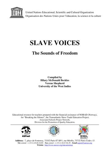 Slave Voices The Sounds Of Freedom