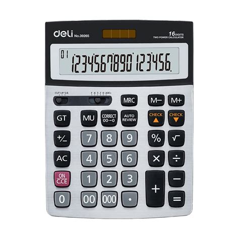 Deli Core Series E39265 Metal Surface 16 Digit Desk Calculator