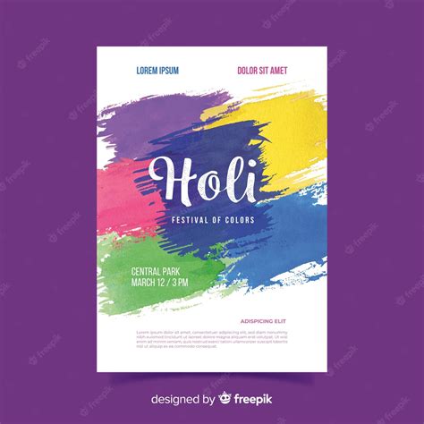 Free Vector Watercolor Holi Festival Flyer Template