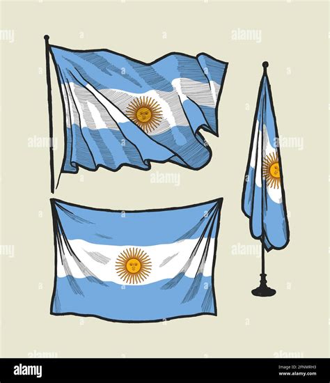 Bandera De Argentina En El Viento Y En La Pared Juego De