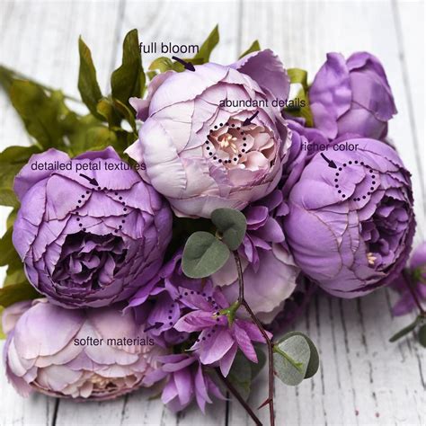 Fiveseasonstuff Mixed Purple Silk Peonies Artificial Flower Etsy