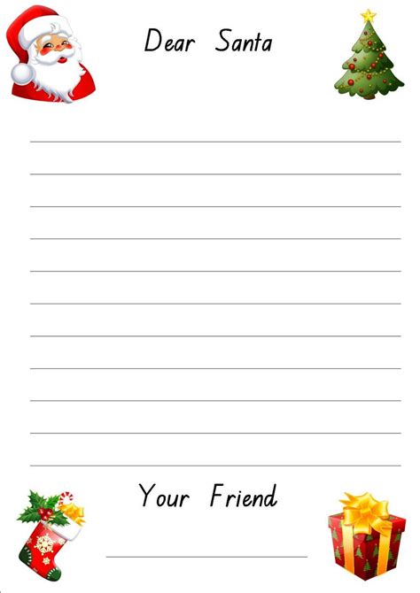 Dear Santa Fill In Paper Christmas Writing Paper Free Christmas