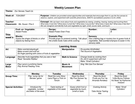 Best Lesson Plan Template Weekly Prescool Plannar Get Your Calendar