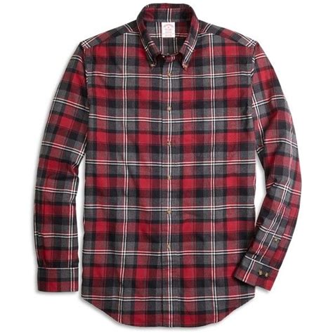 Brooks Brothers Madison Fit Flannel Graph Plaid Sport Shirt Mens