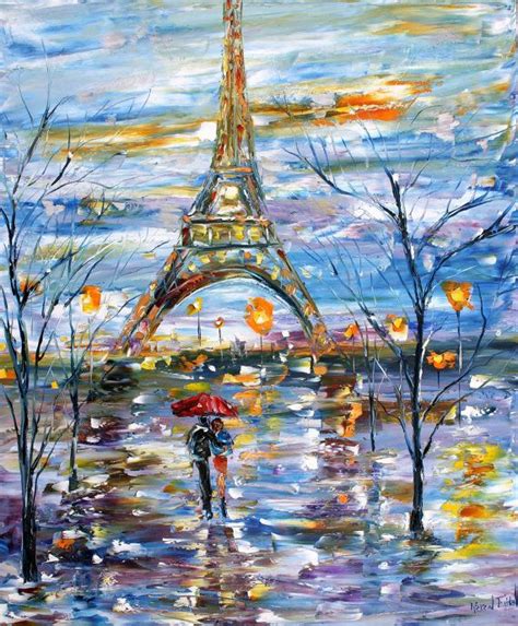 Original Oil Painting Paris Memories Eiffel Tower On Canvas Landscape