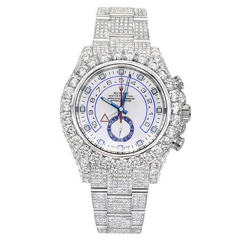 Iced Out Rolex Oyster Perpetual Mens Diamond Watch 23ct