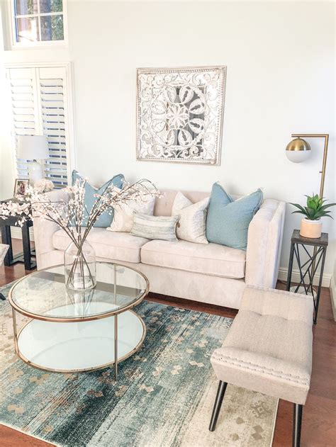 Living Room Decor Cream And Blue Design A Mix Of Contemporary And