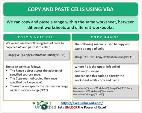 How To Copy And Paste Cells Using Vba In Excel Excel Unlocked