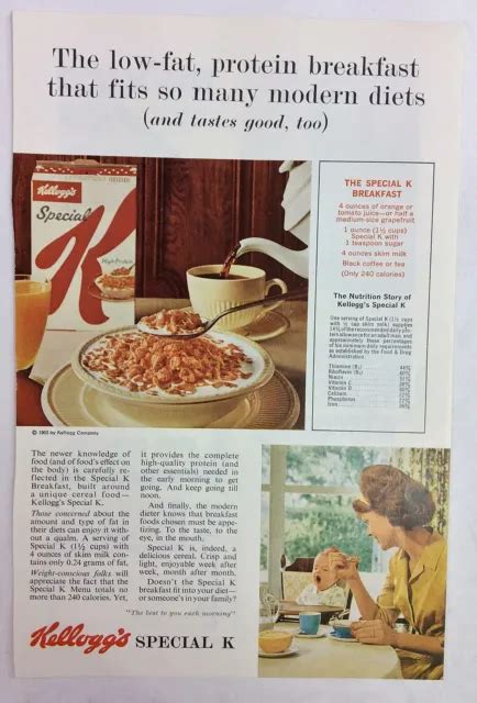 Vintage Original Print Ad 1963 Kelloggs Special K Cereal Theme 675x10
