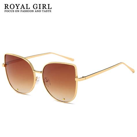 royal girl newest fashion cat eye sunglasses women brand designer alloy frame sun glasses shades