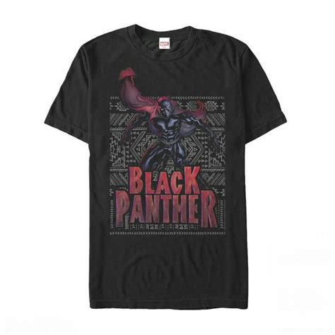 Marvel Mens Marvel Black Panther Ornate Pattern Graphic Tee Black
