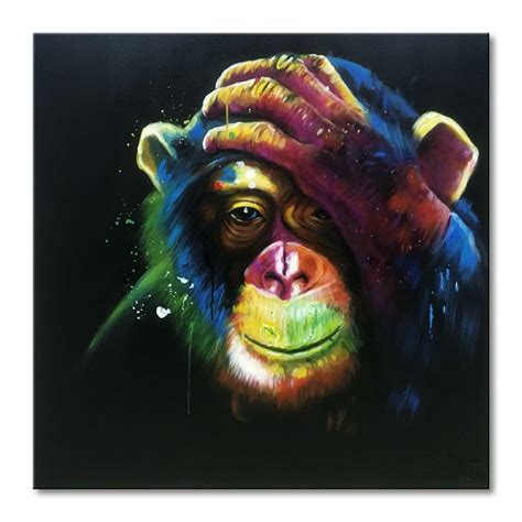 Buy Everfun Art Animal Monkey Modern Canvas Wall Art Hand Painted Oil