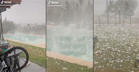 The Sky Is Falling Giant Hail Balls Splashing Down In A Pool