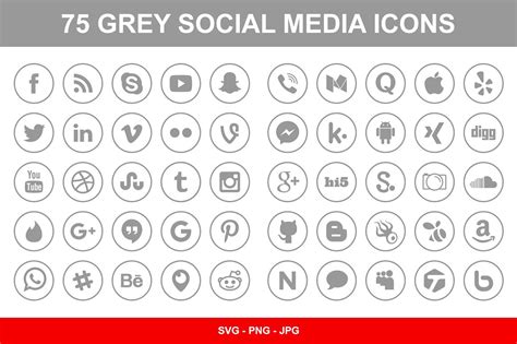 75 Gray Social Media Icons Icons ~ Creative Market