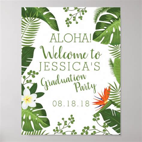 Tropical Hawaiian Luau Graduation Party Sign Zazzle