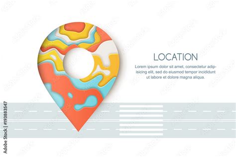 Road Way Location And Gps Navigation Concept Paper Cut Style Vector