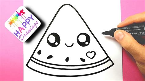 How To Draw Draw A Cute Watermelon Easy Happy Drawings By Rizzo