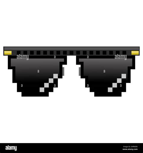 Isometric Pixel Glasses Icon Isolated On White Background Black Plastic Sunglasses Stock Vector