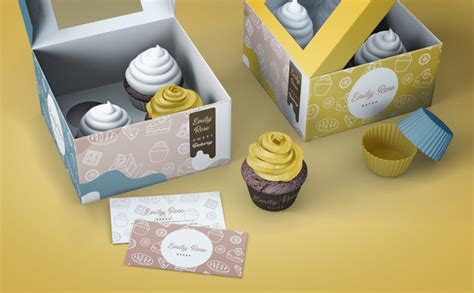psd cupcake packaging  branding mockup
