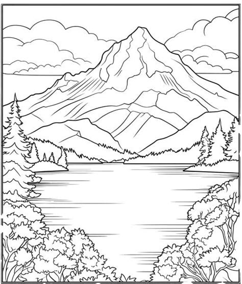 Mountains And Lakes Coloring Pages