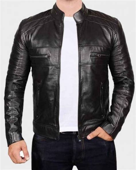 Black Johnson Style Real Mens Leather Jacket Danezon