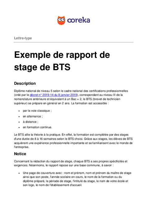 (DOC) Lettretype Exemple de rapport de stage de BTS  Loris Lytw