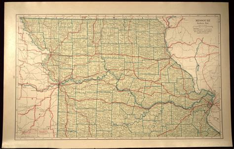 Missouri Map Of Missouri Road Map Wall Art Decor Large Northern North