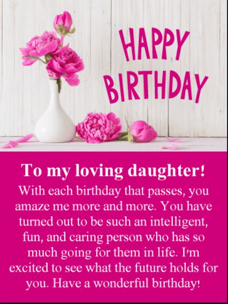 There is no limit to the number of times a daughter should be told how precious she is and how much she is loved. 100 happy birthday daughter wishes and quotes | Happy ...