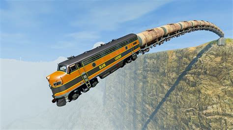 Trains Vs Cliff Beamng Drive Train Vs Cliff Locomotive Beamng Drive