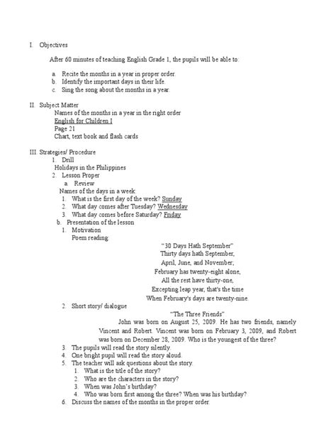 Detailed Lesson Plan In Grade 1