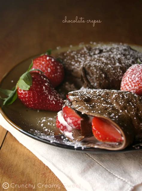 Chocolate Crepes With Strawberries And Cream Cheese Filling