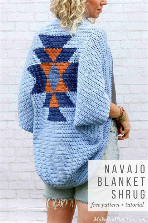 Navajo Blanket Free Crochet Shrug Pattern Make And Do Crew