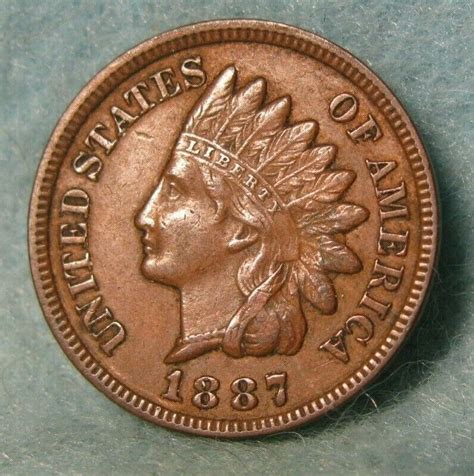 1887 Indian Head Penny High Grade With Liberty And Diamonds United States