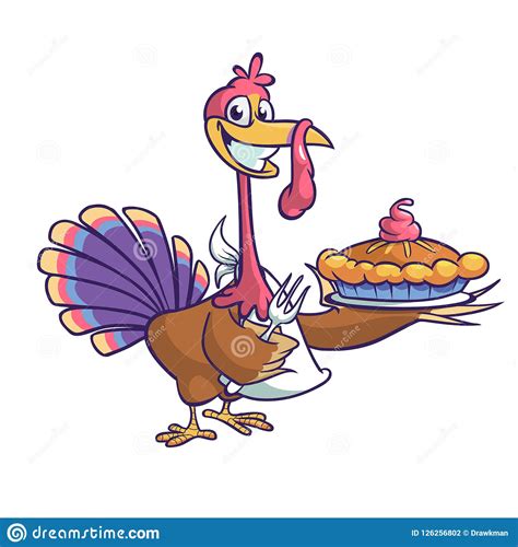 Thanksgiving Cartoon Turkey Bird Greeting Card Vector Illustration Of
