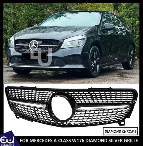 For Mercedes Benz A Class W176 Diamond Chrome Silver Grill Grille Amg