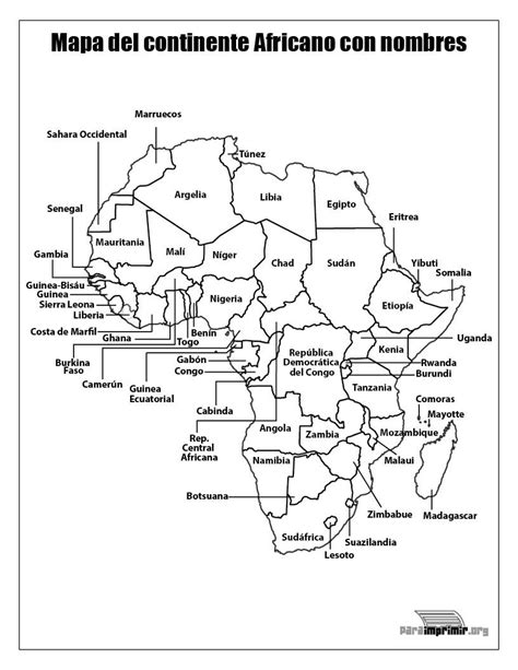 Mapa De Africa Con Division Politica Y Nombres En Español Estrelaspessoais