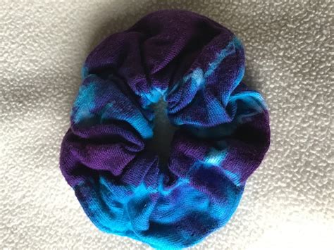 Tie Dyed Turquoise And Purple Cotton Hair Scrunchie In Stock Etsy
